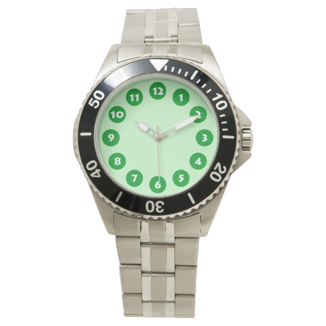 12 Spots - Groen gras met Bleke Munt Horloge (Voorkant)