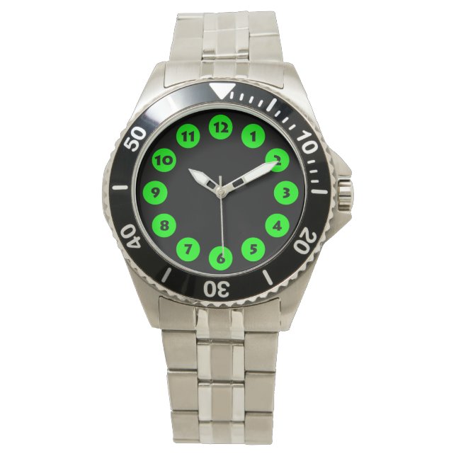 12 Spots - Groen op zwart Horloge (Voorkant)
