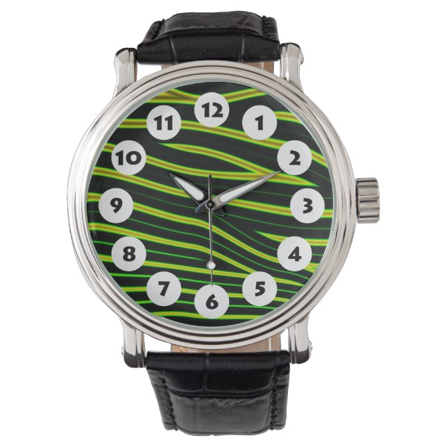 12 Spots - groene rimpels Horloge (Voorkant)