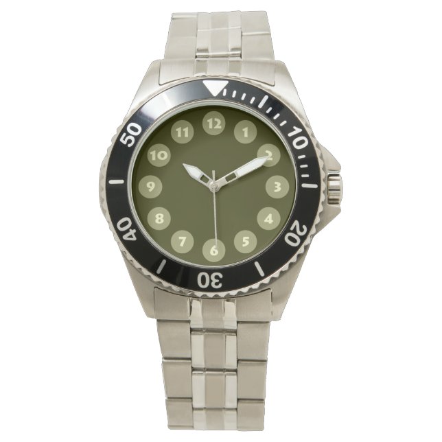 12 Spots - Khaki en Dark Olive Horloge (Voorkant)