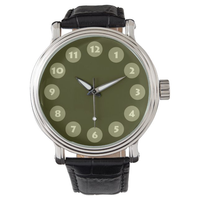 12 Spots - Khaki en Dark Olive Horloge (Voorkant)
