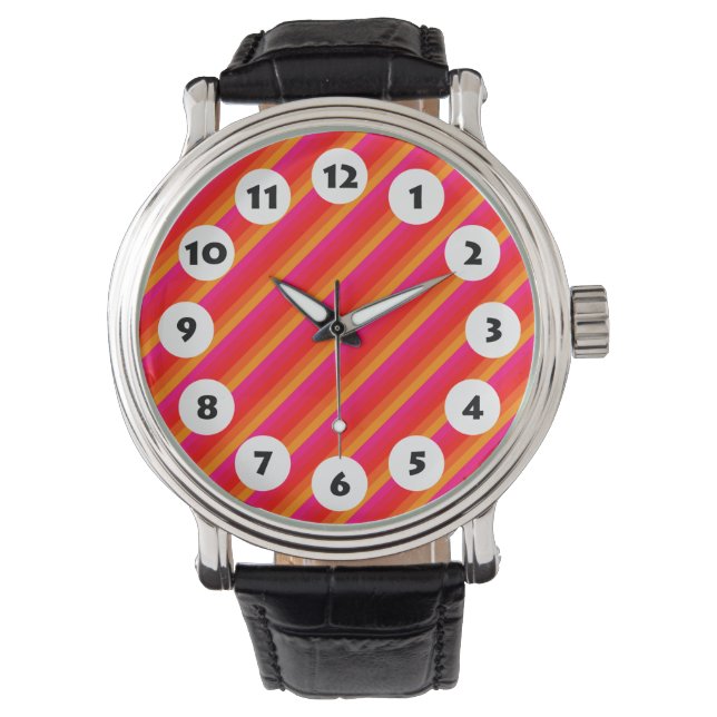 12 Spots - kleurrijke strepen 02 Horloge (Voorkant)
