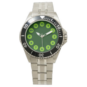 12 Spots - Martian Green met Dark Green Horloge