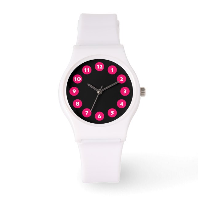12 Spots - Neon Red met zwart Horloge (Voorkant)
