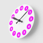 12 Spots - wit met magenta op wit Ronde Klok (Hoek)