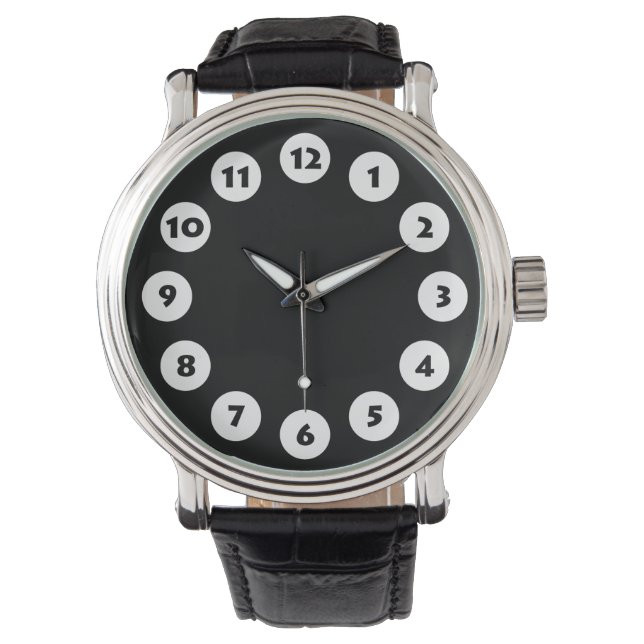 12 Spots - wit op zwart Horloge (Voorkant)