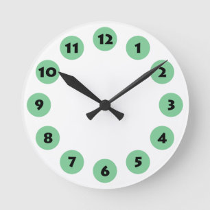 12 Spots - Zwart met Faded Groen op Wit Ronde Klok