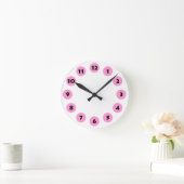 12 Spots - zwart met roze op wit Ronde Klok (Huis)