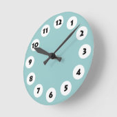 12 Spots - Zwart met wit op Lt Blue Green Ronde Klok (Hoek)