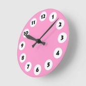 12 Spots - zwart met wit op roze Ronde Klok (Hoek)