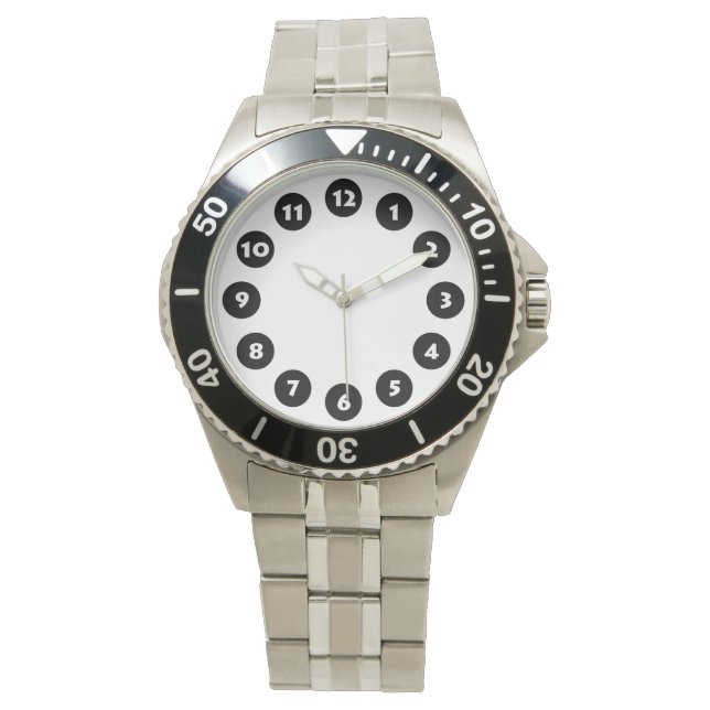 12 Spots - zwart op wit Horloge (Voorkant)
