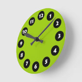 12 Spots - zwart, wit en martiaans groen Ronde Klok (Hoek)