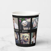 12 Square Photo Collage Grid Event of Familienaam Papieren Bekers (Achterkant)