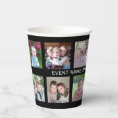 12 Square Photo Collage Grid Event of Familienaam Papieren Bekers (Voorkant)