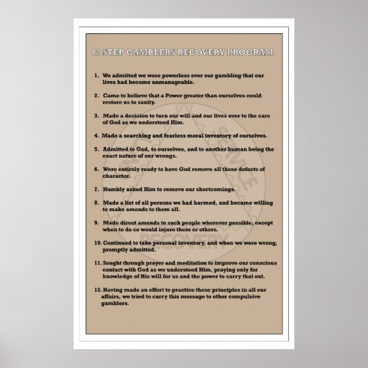 12-stap gamers Addiction Recovery Poster (Voorkant)