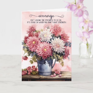 12 Stappen Aanmoediging Roze Chrysanten Kaart