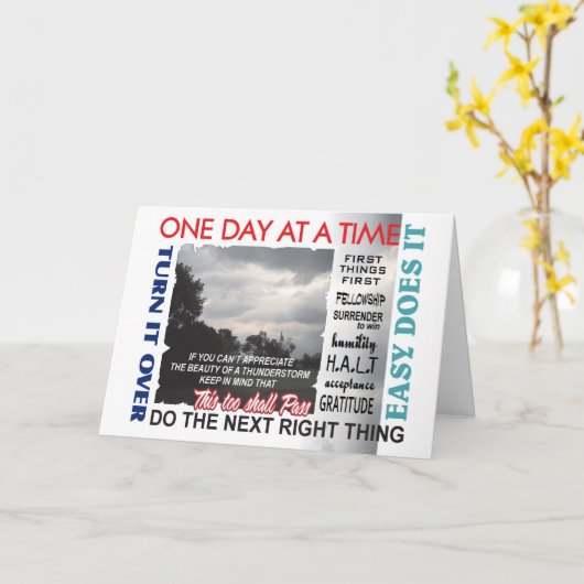 12 stappen herstel slogans kaart (Gele Bloem)