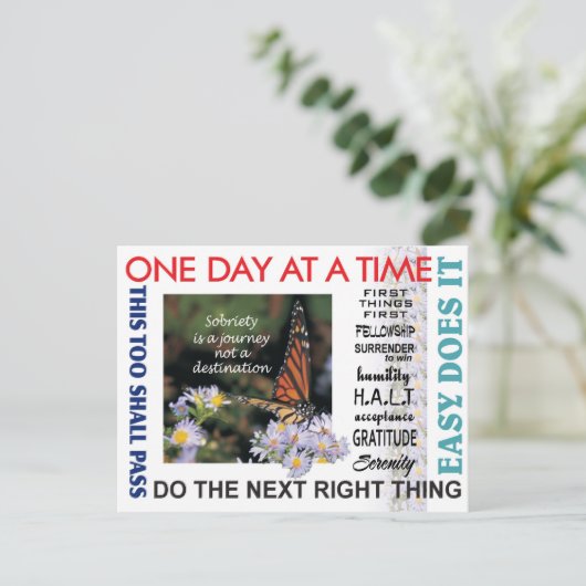 12 stappen herstel slogans wenskaart briefkaart (Staand voorkant)