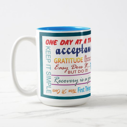 12 stappen nuchterheid slogans mok 25z3c (Links)