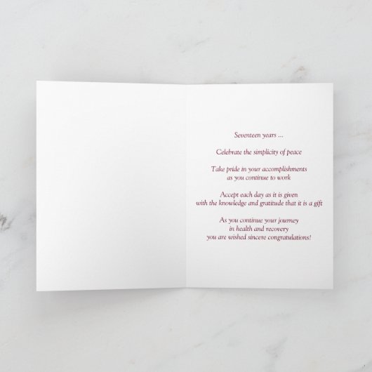 12 Stappen Verjaardag Jubileum 17 Jaar Clean Sober Kaart (Binnen)