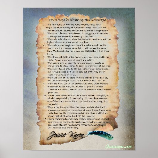 12 Stappen voor een Levenslang Spiritueel Herstel Poster (Voorkant)