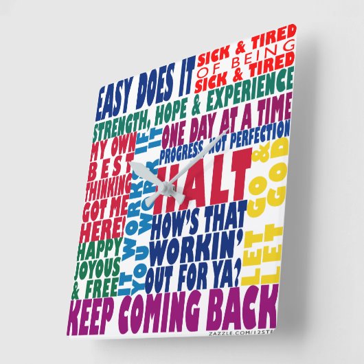 12 stapslogans vierkante klok (Hoek)