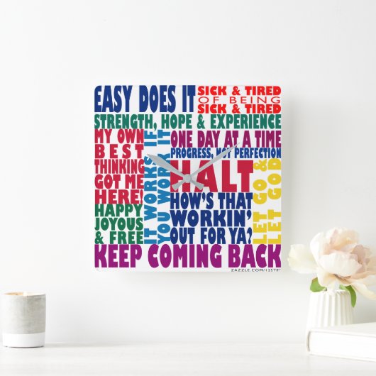 12 stapslogans vierkante klok (Huis)