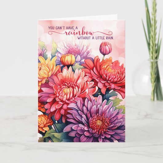 12 Step Encouragement Rainbow Chrysanthemums Kaart (Voorkant)