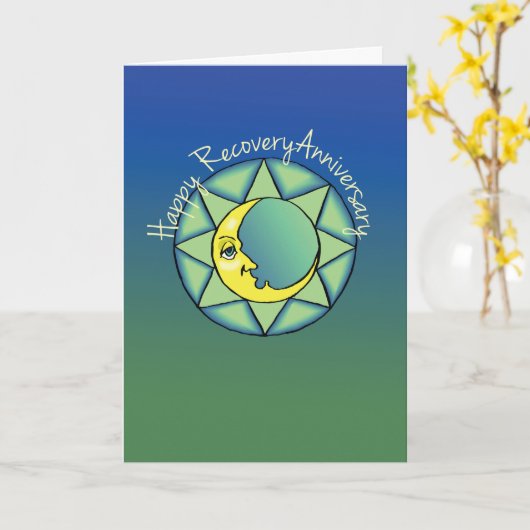 12 Step Recovery Jubileum met Moon Kaart (Gele Bloem)