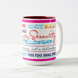 12 step recovery slogans mug 25z-pink tweekleurige koffiemok