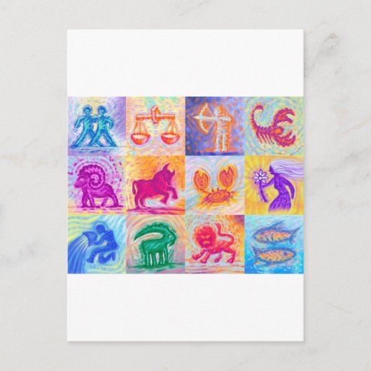 12 Sterrenbeelden pastel Briefkaart (Voorkant)