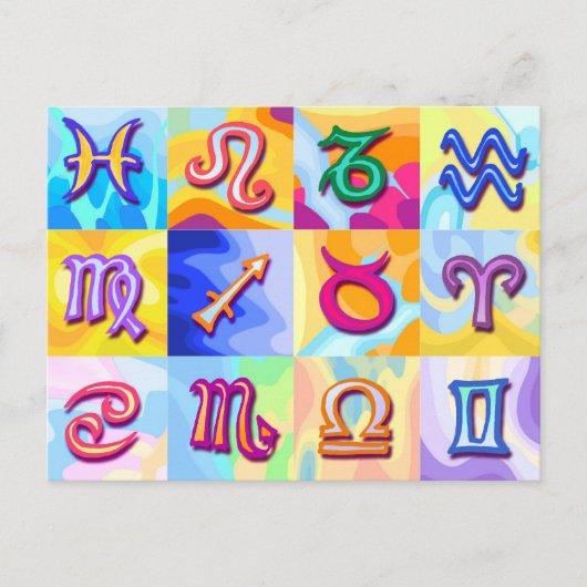 12 sterrenbeelden Pop Art Briefkaart (Voorkant)