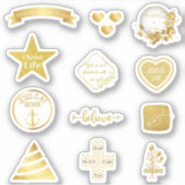 12 stuks verpakking - Christelijk Jesus gold Sticker (Voorkant)