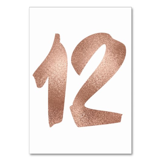 12 Tabel Aantal White Metallic roze Rose Gold Kaart (Voorkant)