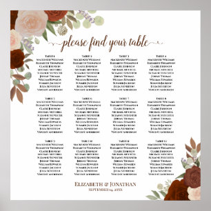 12 Tabel herfst Floral Boho Wedding Seating Chart Poster
