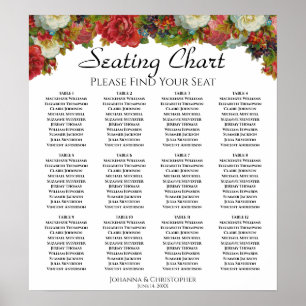 12 Tabel  Rozen Wedding Seating Chart Poster