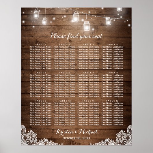 12 Tabellen bijtende tekenreekslampjes Poster (Voorkant)