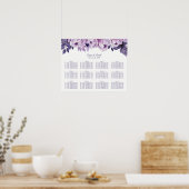 12 Tabellen Paarse Floral Wedding Seating Chart Poster (Keuken)
