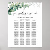 12 Tabellen Rustic Greenery Wedding Seating Chart Poster (Voorkant)