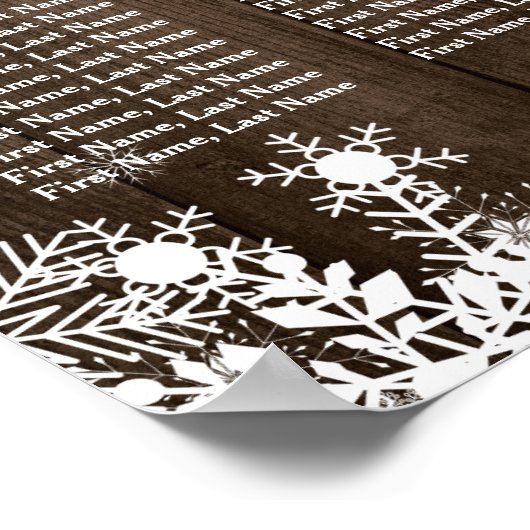 12 Tabellen Rustic Wood Winter Wedding Seating Cha Poster (Hoek)
