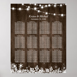 12 Tabellen Rustic Wood Winter Wedding Seating Cha Poster