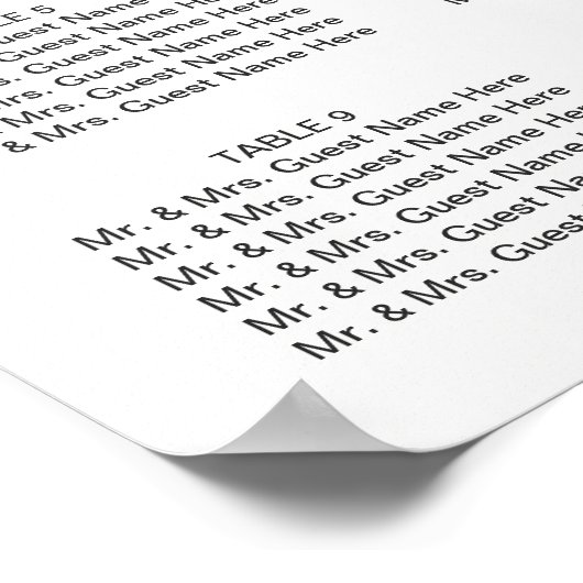 12 Tabellen Sluitend Floral Wedding Seating Chart Poster (Hoek)