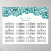 12 Tabellen Sluitend Floral Wedding Seating Chart Poster (Voorkant)