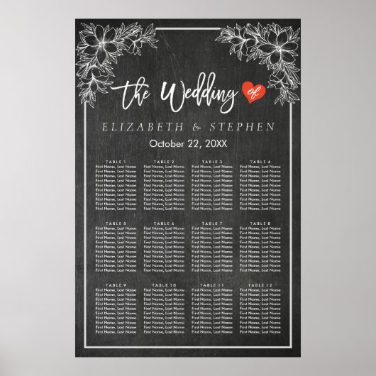 12 Tabellen Zitkast Koolbord Floral Lijst Poster (Voorkant)