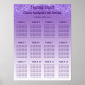 12 Table Seating Chart Template Purple Glitter Poster (Voorkant)