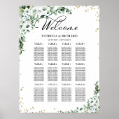 12 Tables Greenery Wedding Seating Chart Poster (Voorkant)