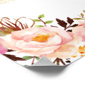 12 Tables Wedding Seating Chart Chic Floral Gold Poster (Hoek)