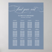 12 Tables Wedding Seating Plan Sign Dusty Blue Poster (Voorkant)