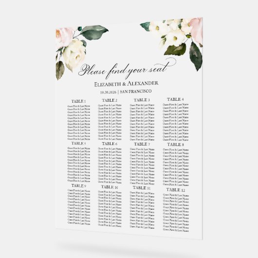 12 Tafel Boho Bloemen Trouwstoel Acryl Grafiek Acryl Bord (Hoek)