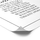 12 Tafel Eenvoudige & Elegante Trouwstoel Grafiek Poster (Hoek)